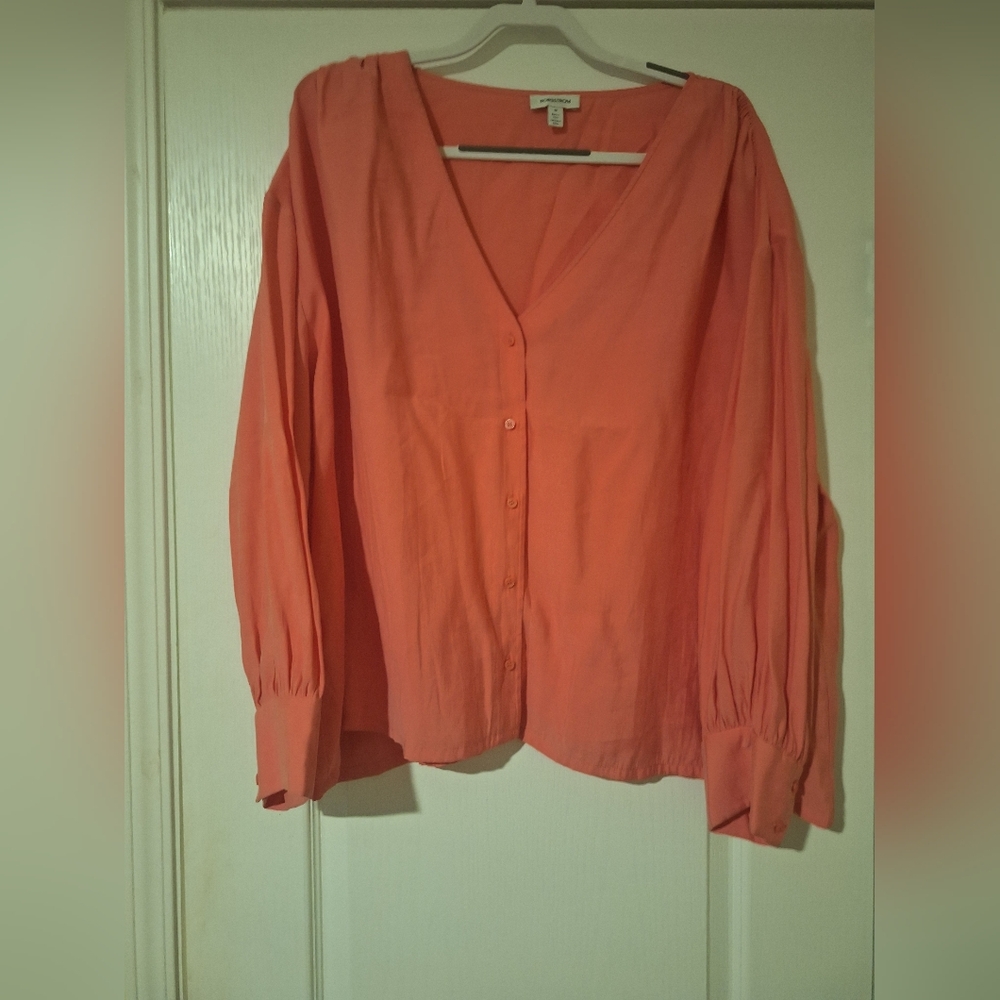 NWT Nordstrom Women's Coral Button-Up‎ Blouse 2X